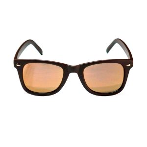 Óculos de sol masculino quadrado marrom com lente espelhada