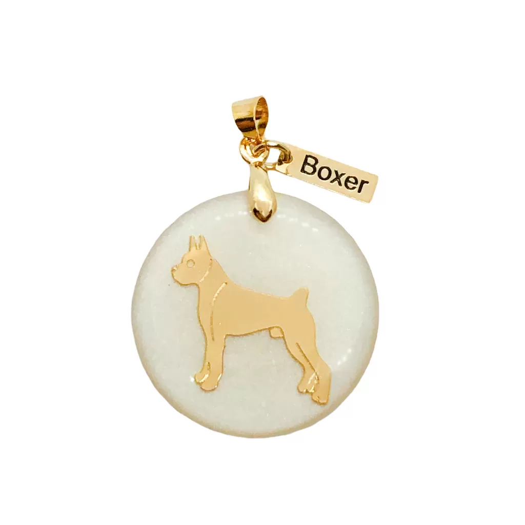 Pingente Boxer Madrepérola Semijoia Folheada Ouro 18k