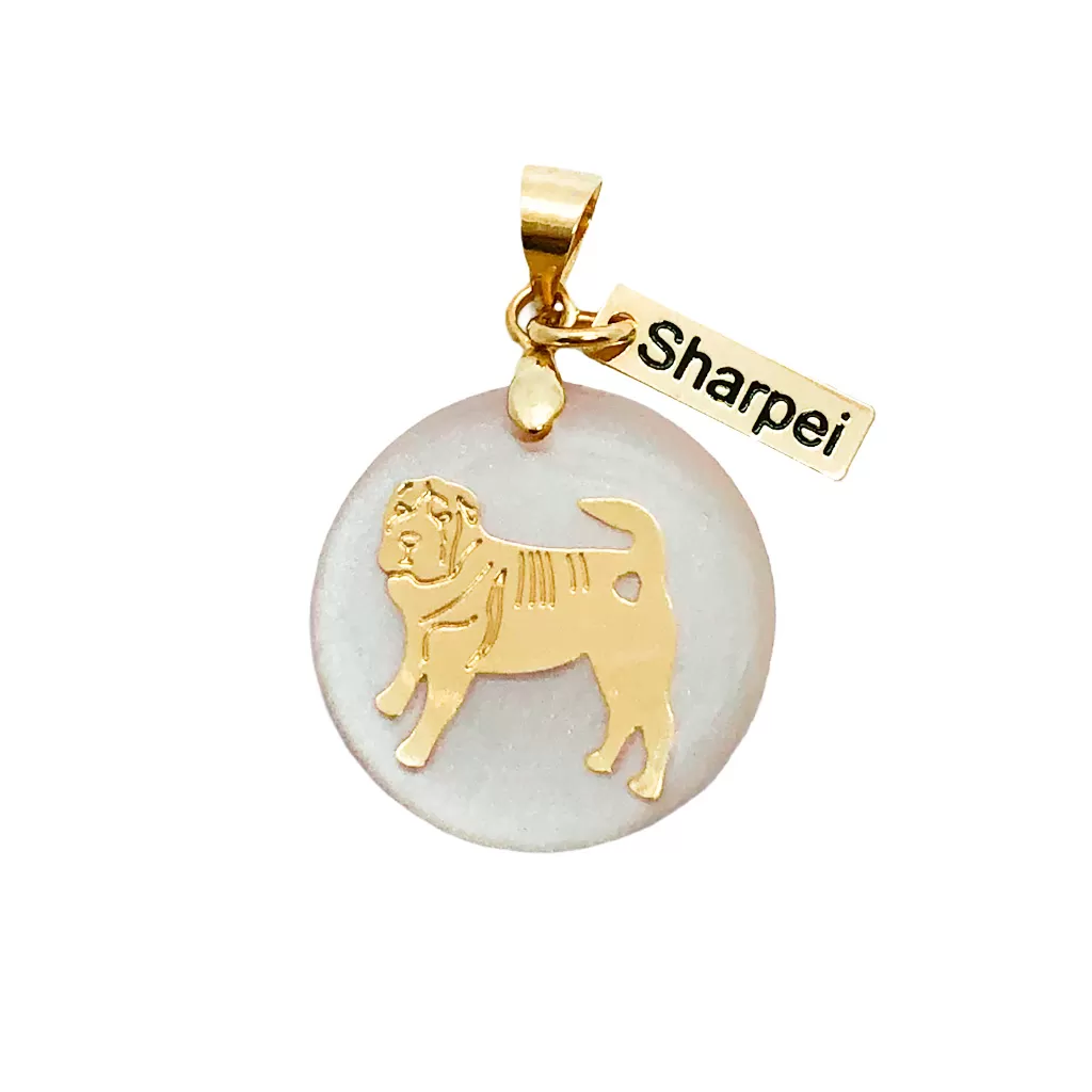 Pingente Sharpei Madrepérola banhado a Ouro 1 pingente Sharpei
