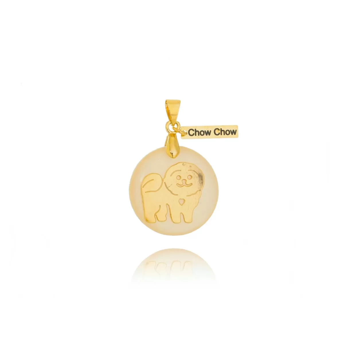 Colar Chow Chow Madrepérola Raças banhado a Ouro 4 Pingente Chow Chow Madrepérola Semijoia Folheada Ouro 18k