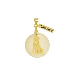 Pingente Labrador Madrepérola Semijoia Folheada Ouro 18k