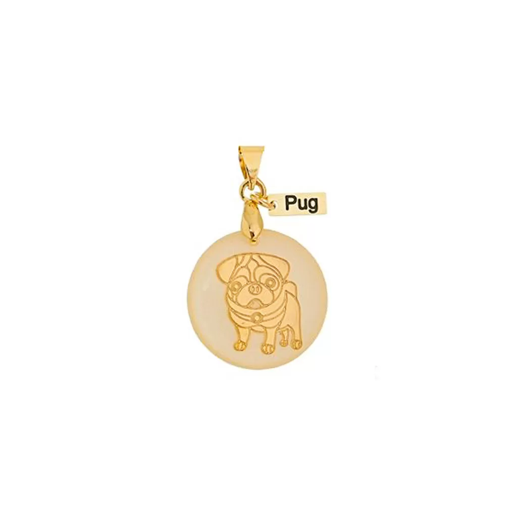 Pingente Pug Madrepérola banhado a Ouro 1 Pingente Pug