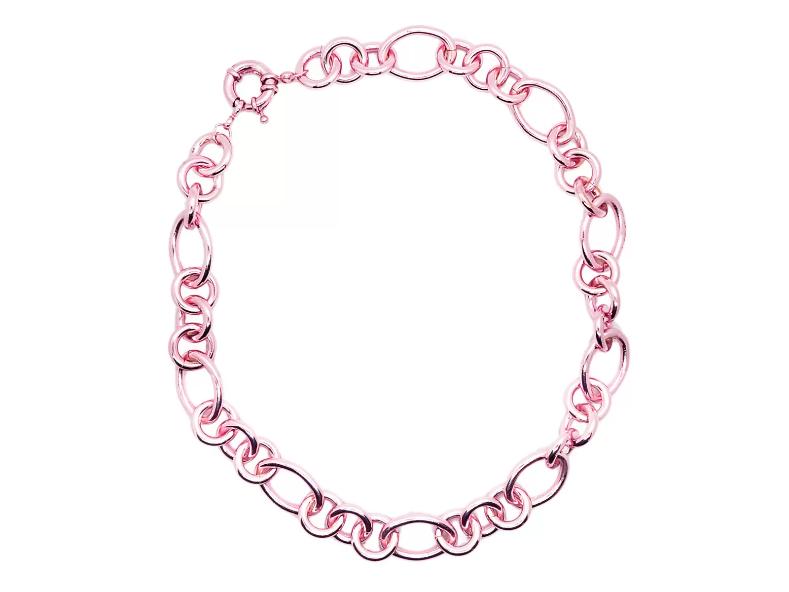 Colar corrente rosa elos grandes 1 Colar corrente rosa