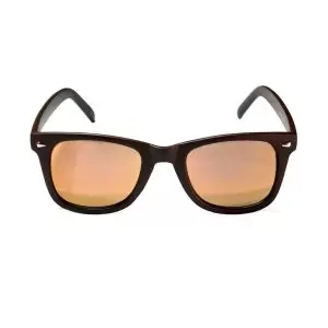 Óculos de sol masculino quadrado marrom com lente espelhada
