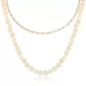 Colar duplo Pérola Barroca e corrente Cartier banhado em Ouro