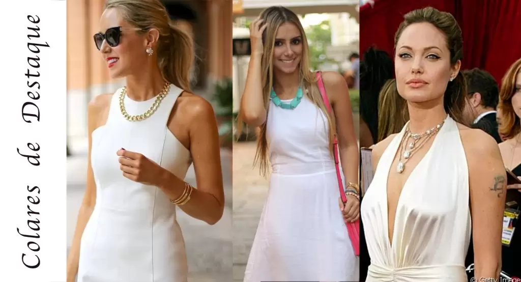 Como combinar colar com vestido branco com vestido branco