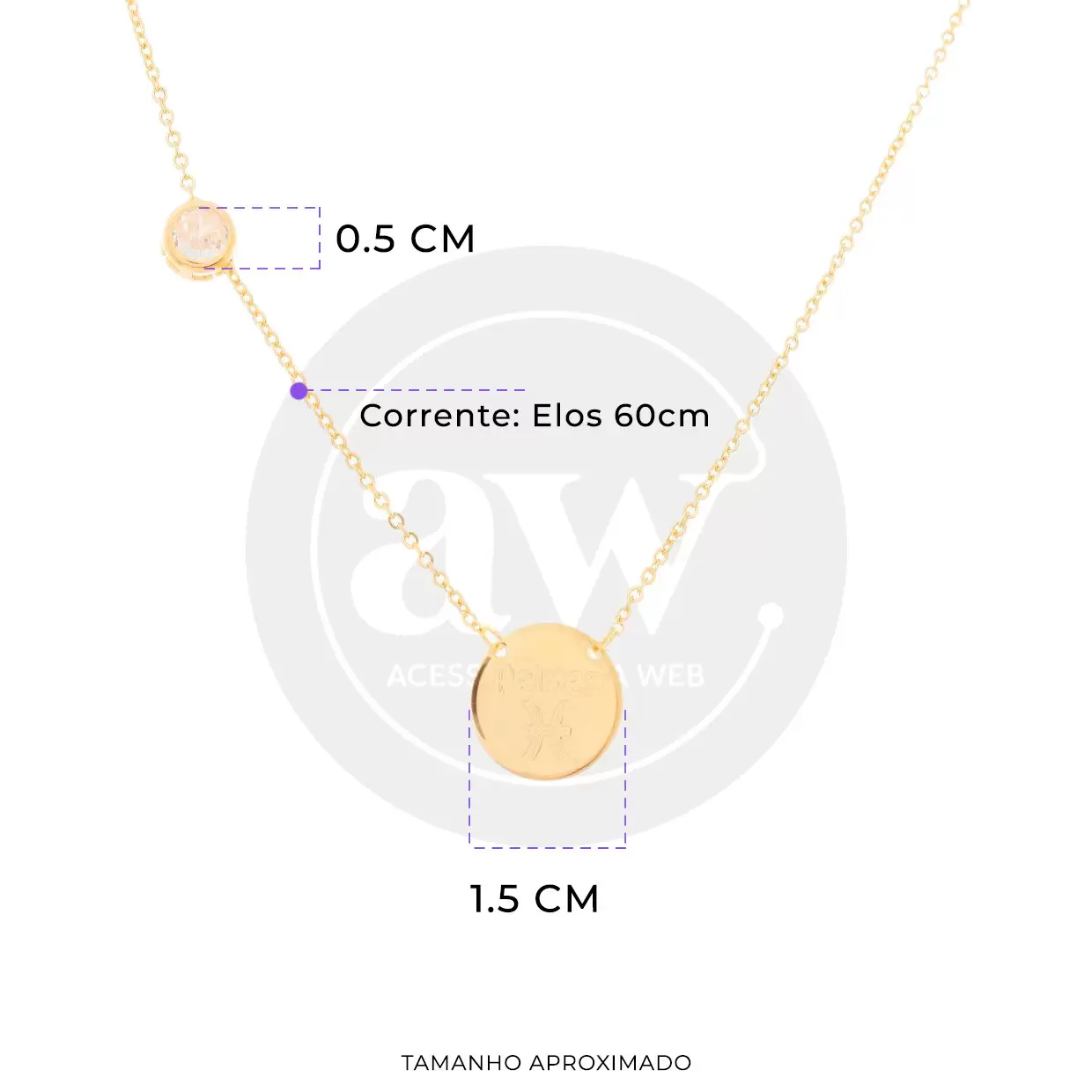 Colar Peixes com ponto de luz banhado em ouro - Imagem 4